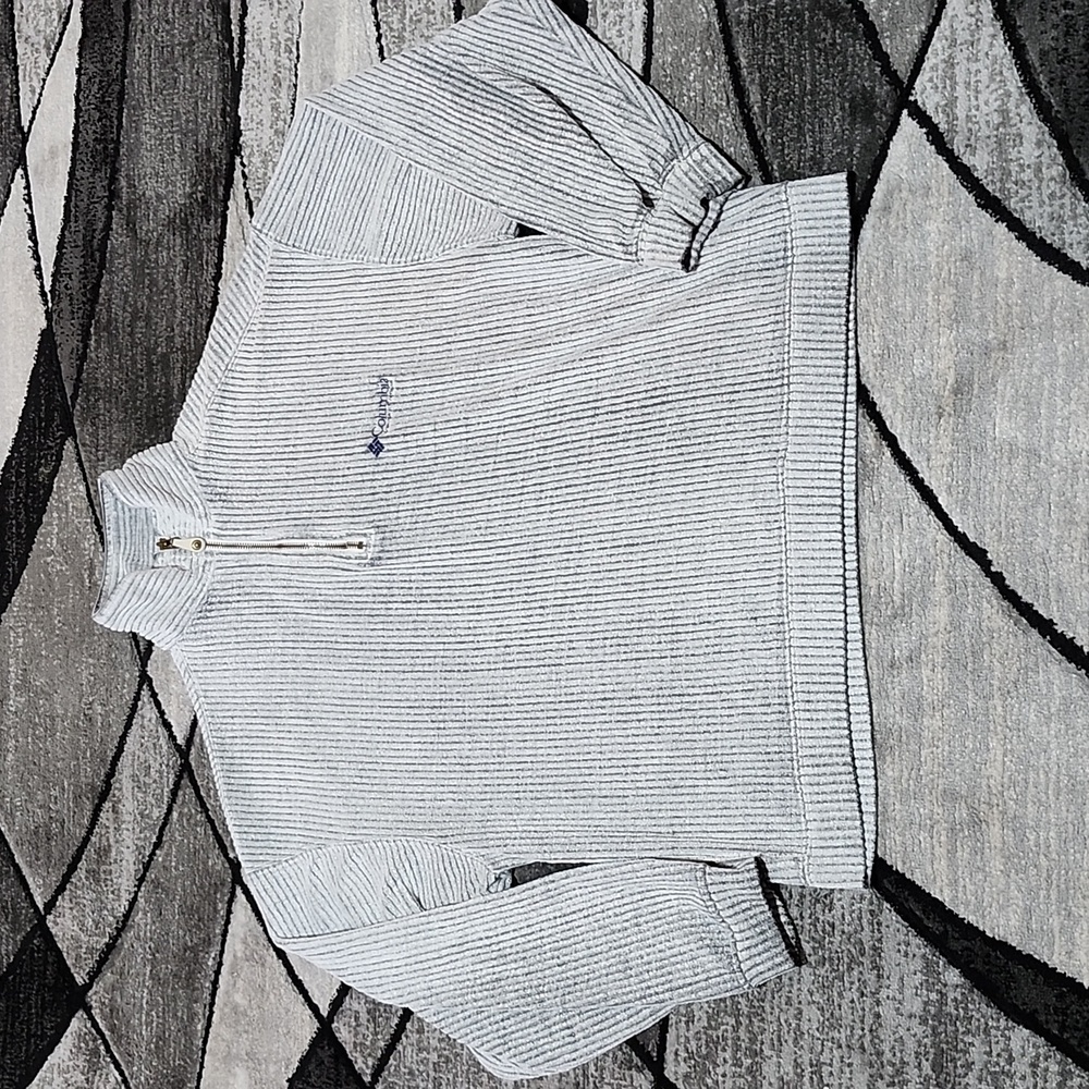 VINTAGE COLUMBIA QUARTER-ZIP CORDUROY FABRIC EMBROIDERED LOGO SHIRT JACKET